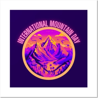 International Mountain Day, neon pink Posters and Art